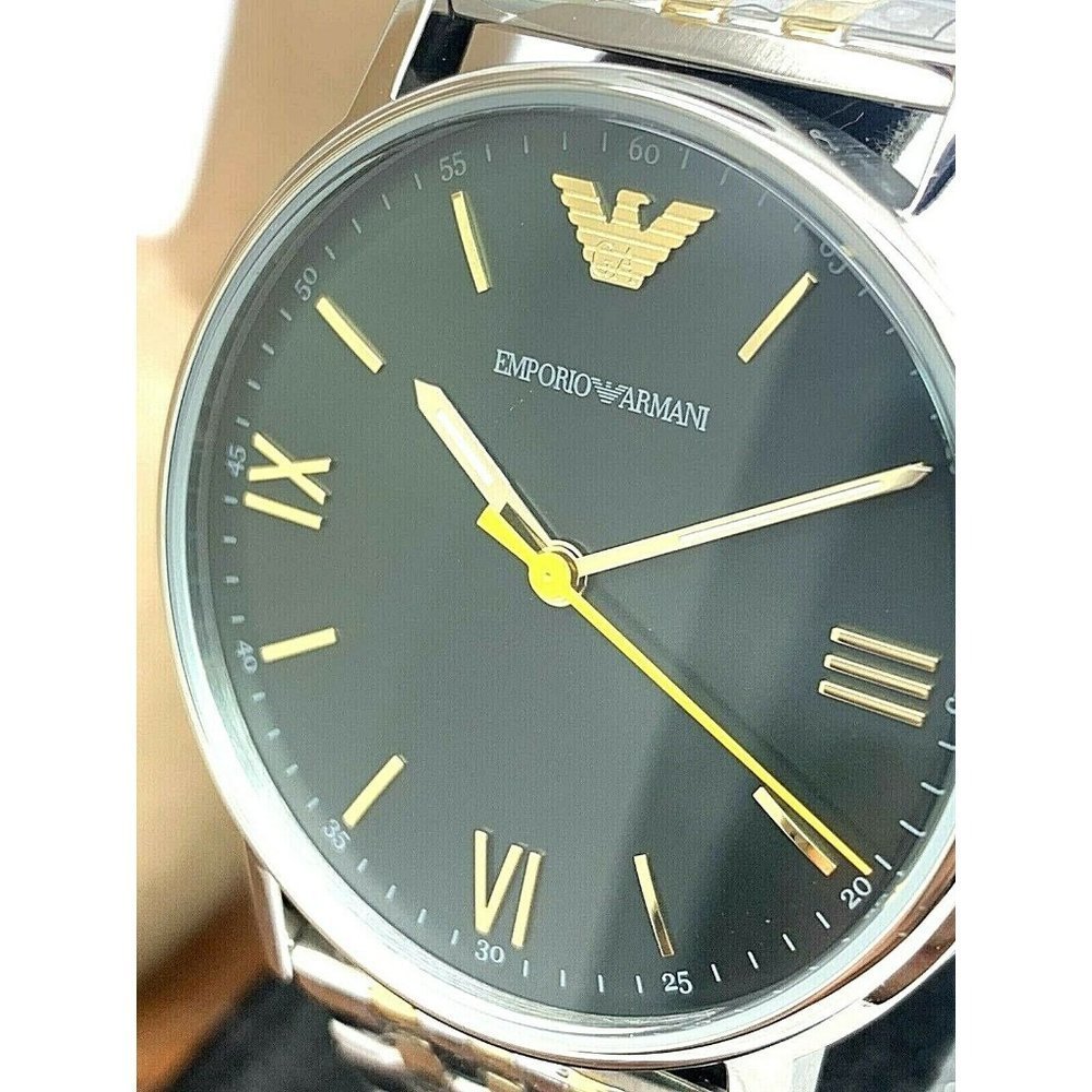 Emporio Armani Men's Watch AR11228 Quartz Dark Green Dial 2 Tone Stainless Steel